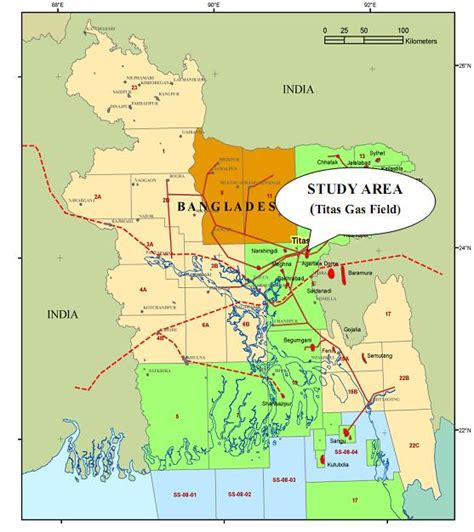 Location map of Titas Gas Field (modified after Titas geological report ...