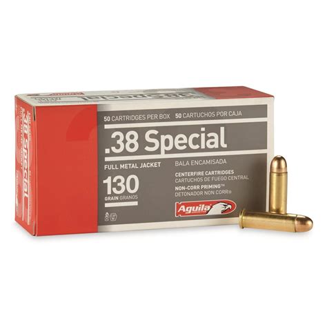 Aguila Ammo, .38 Special, FMJ, 130 Grain, 50 Rounds - 649046, .38 Special Ammo at Sportsman's Guide