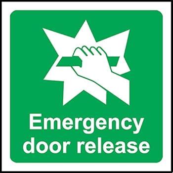 Emergency Door Release Safety Sign - Self adhesive sticker 100mm x ...