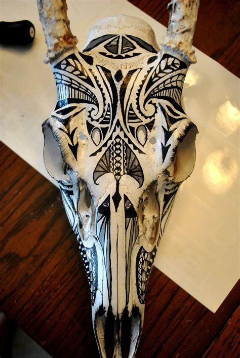 Painted animal skulls, Painted deer skulls, Deer skull art