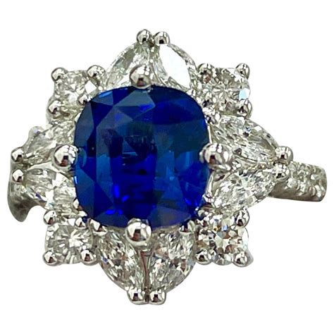 2.71 Carat Cushion Cut Sapphire and Diamond White Gold Ring For Sale at 1stDibs