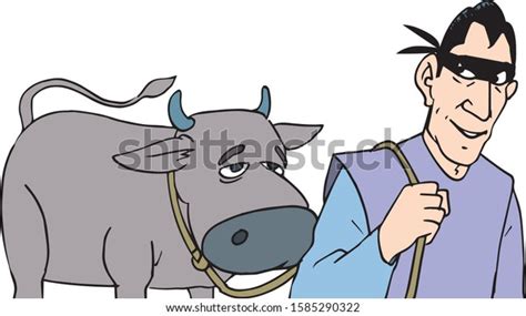 Thief Man Steals Big Cow Stock Vector (Royalty Free) 1585290322 | Shutterstock