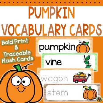 Pumpkin Vocabulary Cards | Fall Traceable and Bold Print Word Wall ...