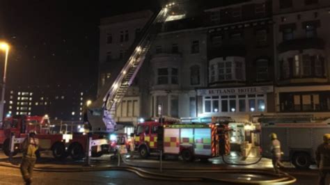 'Suspicious' fire at derelict Blackpool hotel | ITV News Granada