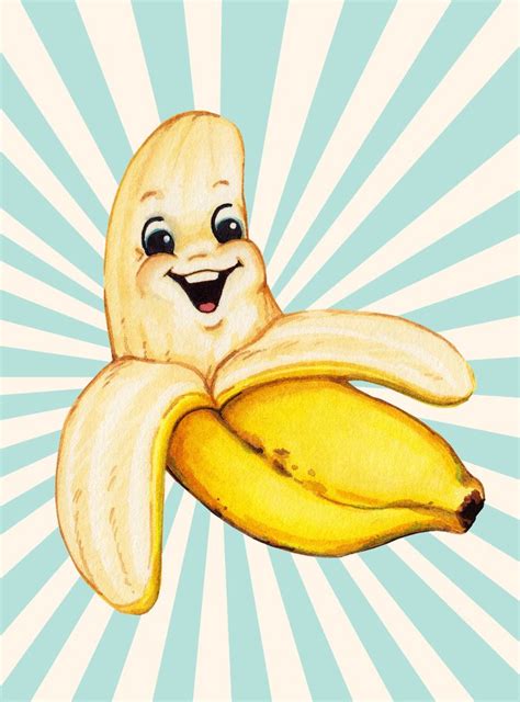 Banana Art Print by Kelly Gilleran | Banana art, Girl drawing sketches, Illustration