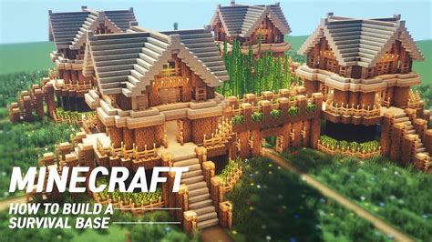 Minecraft : Large oak Survival Base Tutorial ｜How to Build in Minecraft ...