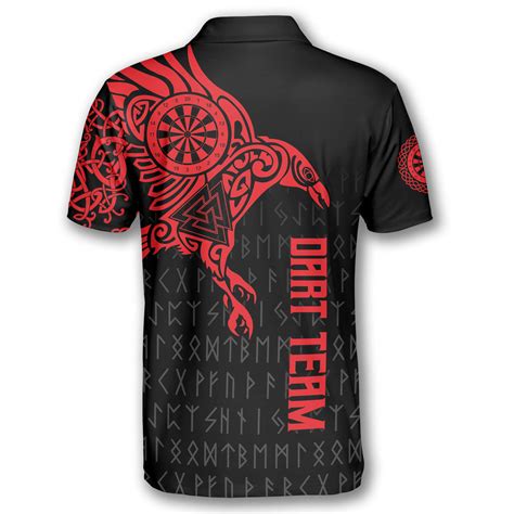 Raven of Odin Red Black Custom Darts Shirts for Men - Primesty