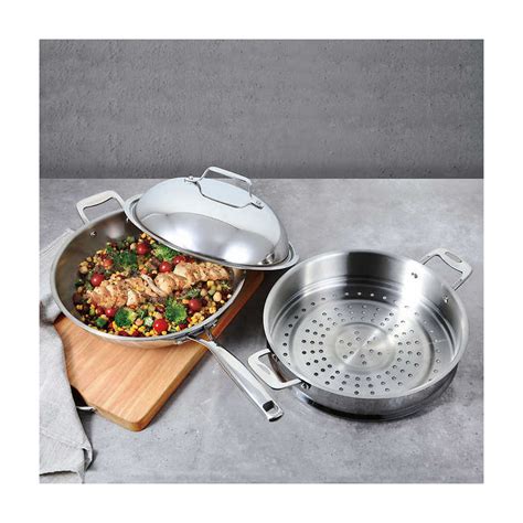 3 Pc Stainless Steel Wok With Steamer And Lid