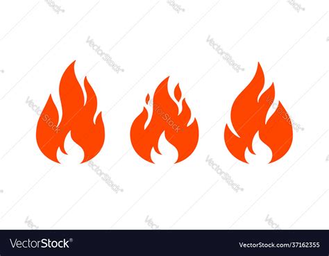 Fire flame red collection set Royalty Free Vector Image