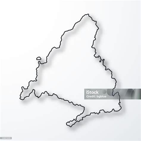 Community Of Madrid Map Black Outline With Shadow On White Background ...