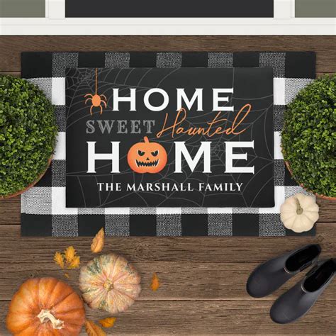 Home Sweet Haunted Home Personalized Halloween Doormat | Zazzle