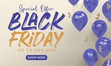 Premium PSD | Black friday banner template with 3d rendering balloons