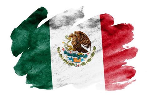 the flag of mexico painted in watercolor