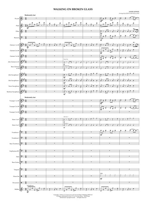 Walking On Broken Glass (arr. John Ivor Holland) by Annie Lennox Sheet Music for Concert Band at ...