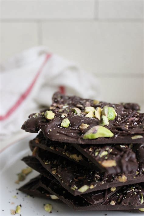 Dark Chocolate Bark with Coffee Pistachios + Sea Salt