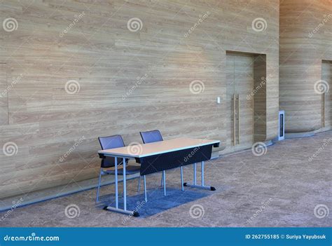 Reception Desk, Registration Desk in Front of Conference Room Stock ...