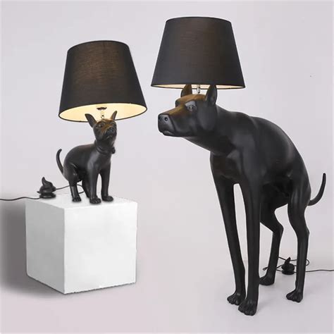 Animal creative personality desk lamp big Dan dog black table lamp bedroom living room ...