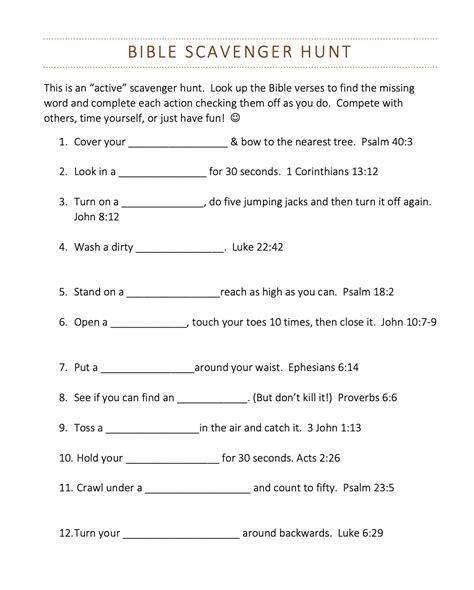 Bible Treasure Hunt & Christian Scavenger Hunt Ideas