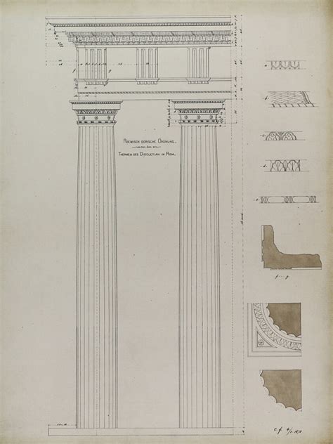 Orders of Architecture, Roman Doric Order from Baths of Diocletian, Rome, Italy, Elevation | The ...