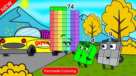 Wow! Numberblocks 74 has a New Car! Numberblocks Fanmade Coloring Story - YouTube