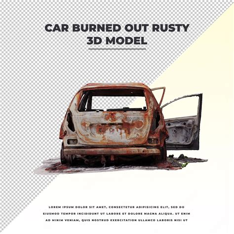 Premium PSD | Car burned out rusty