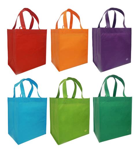 Insulated Tote Bags (3), White + (6) Bright Reusable Grocery Totes Bag ...