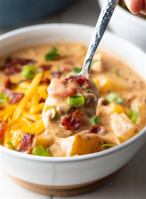 Bacon Cheeseburger Soup (Crockpot) - A Spicy Perspective