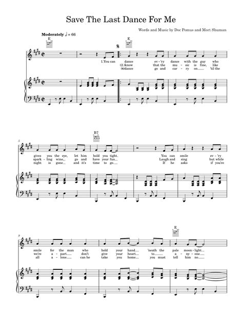 Save The Last Dance For Me Sheet music for Piano, Vocals by Dirty Dancing Official | MuseScore.com