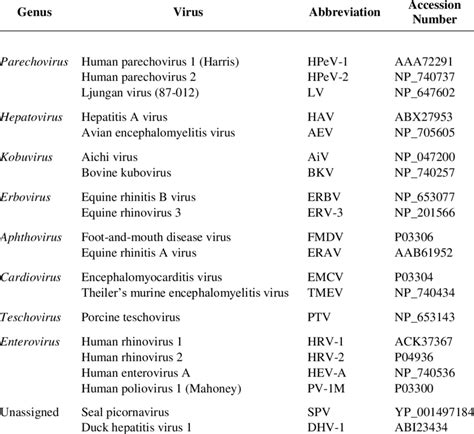 Picornavirus 3D sequences used for preliminary BLGV classification ...