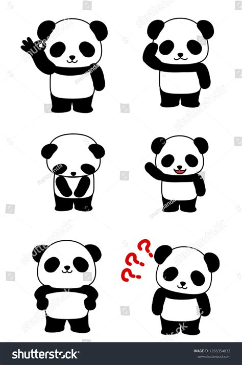 Panda Various Facial Expressions: ภาพประกอบสต็อก 1266354832 | Shutterstock