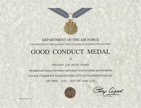 Army Good Conduct Medal Certificate Template 8 In 2020 with regard to ...