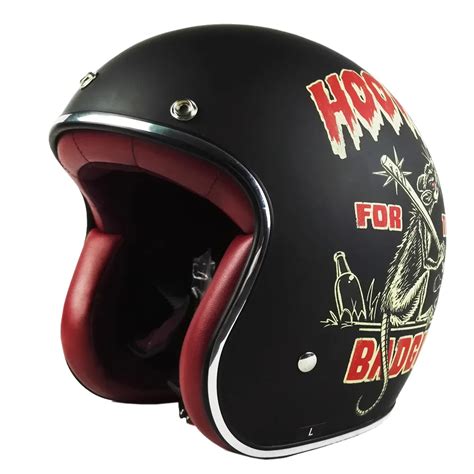 Dirty Rats Retro Chopper Motorcycle Helmet Harley 3/4 Open Face Vintage ...