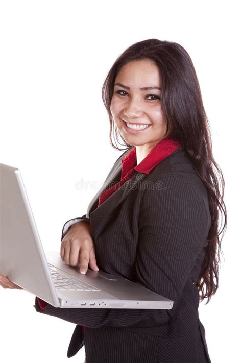 Business Woman Laptop Smiling Stock Image - Image of cheerful, lady: 16111289