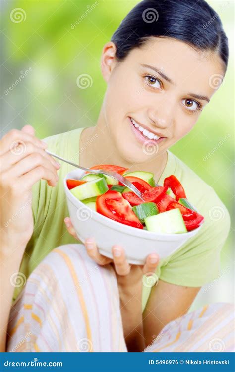 Woman eating healthy food stock photo. Image of balance - 5496976