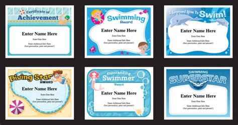 Swimming Certificates Templates: Editable and Fun Awards