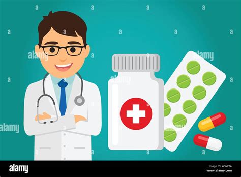 Doctor occupation character health care with medications. Vector illustration Stock Vector Image ...