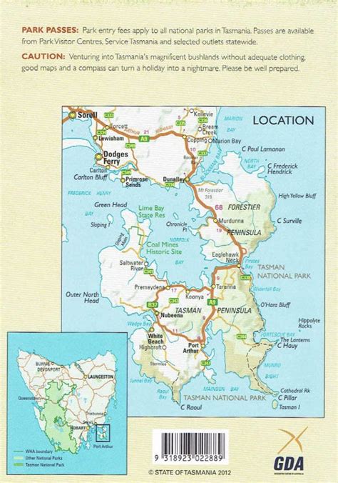 Tasman National Park Map - Tasmap Topographical Hiking Maps