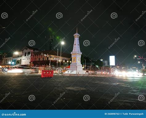 Photo Editorial, Slow Speed, Tugu Yogyakarta or Monument in the Night, Yogya, Jogja, Jogjakarta ...