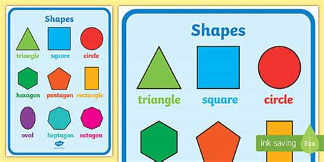 Large 2D Shapes Poster - 2d shapes poster, shapes, 2d shapes