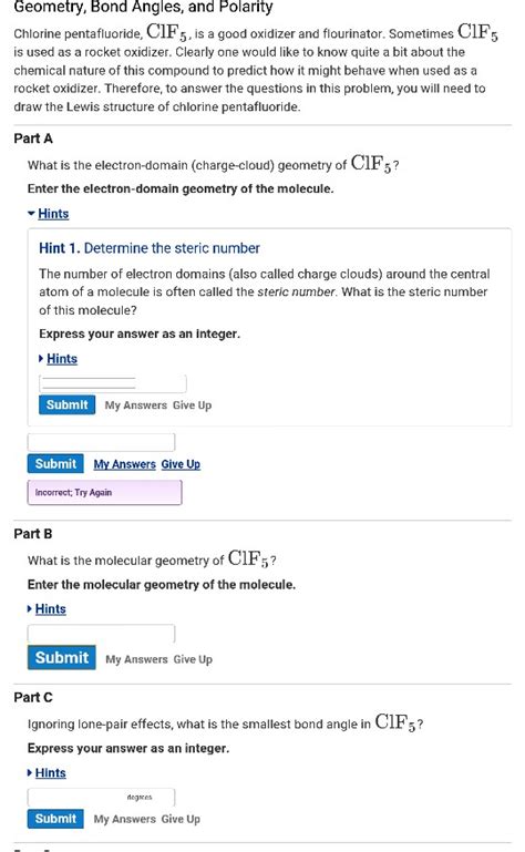 Solved Geometry, Bond Angles, and Polarity Chlorine | Chegg.com