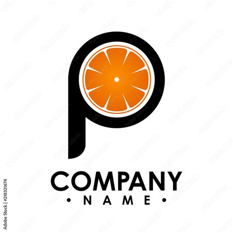 P letter logo design vector illustration logo set, P letter logo with orange shape inside vector ...