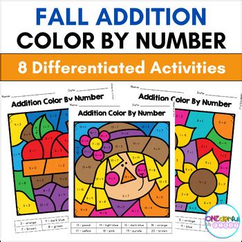 Fall Color By Number - Addition Worksheets by ONEderful In First