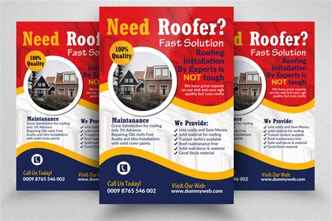 Roofing Service Provider Flyer Template By Designhub | TheHungryJPEG