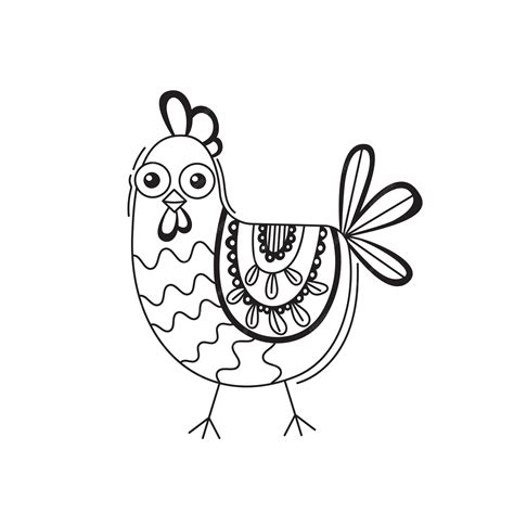 Premium Vector | Cute chicken hand drawn bird in cartoon style line art doodle vector isolated