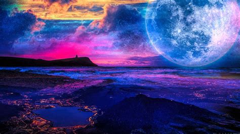 Colorful Fantasy Moon Artwork HD Moon Wallpapers | HD Wallpapers | ID #85702