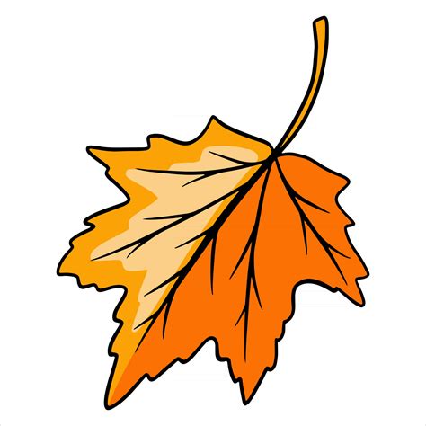 Carved autumn leaf. Nature bright leaves of trees. Cartoon style ...