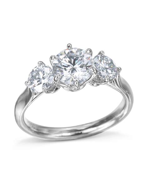 Platinum Three Stone Round Diamond Engagement Ring - Turgeon Raine