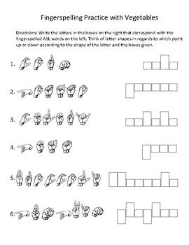 ASL Fingerspelling Practice with Fruits and Vegetables by Jessica Coy