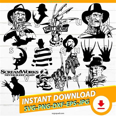 Freddy Krueger SVG Bundle, Png, Dxf, Silhouette, Cricut, Digital Files