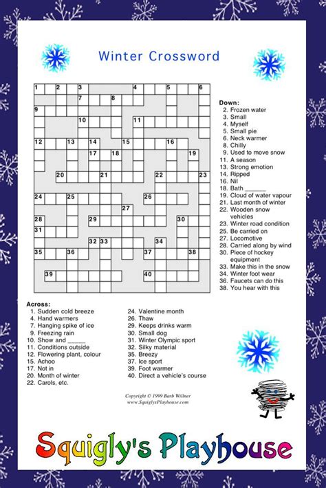 Printable Winter Crossword Puzzles